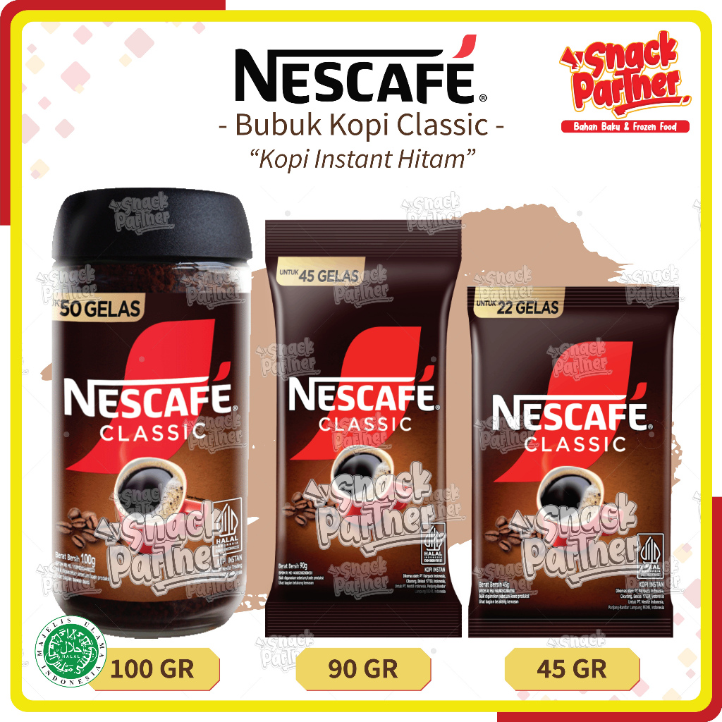 

NESCAFE CLASSIC 45 / 90 / 100 GR - Bubuk Kopi Hitam Instan Instant Coffee Pouch 50GR 90GR 100GR