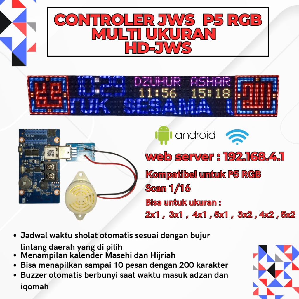 Kontroller - Controller JWS Wifi P5 RGB INDOOR MULTI SIZE MULTI UKURAN