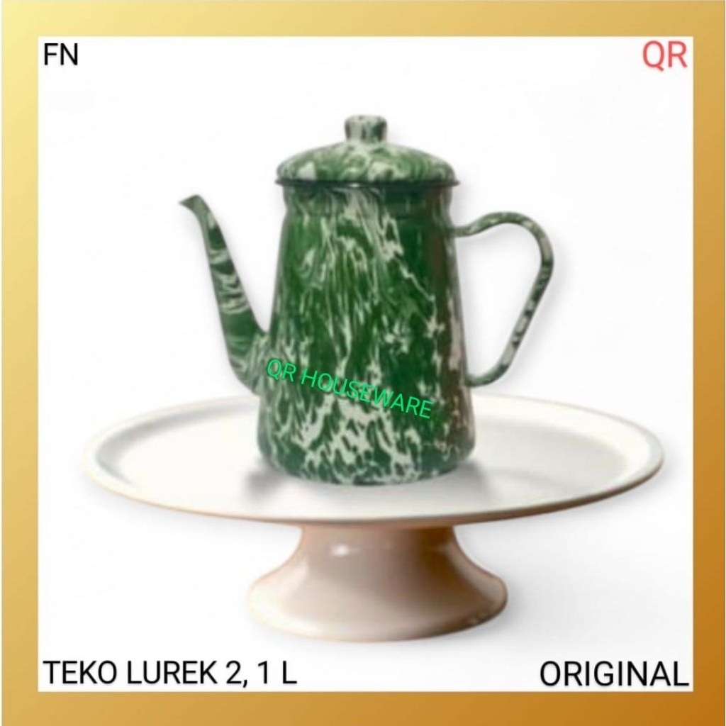 Teko Lorek Enamel 2.1 Liter | Teko Seng Batik Kembang | Teko Kopi Teh Jadul Klasik