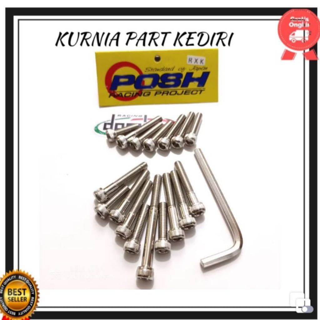 BAUT BAK KALTER BAUT BLOK MESIN RX KING NEW RX KING LAMA FULLSET KOMPLIT STAINLESS