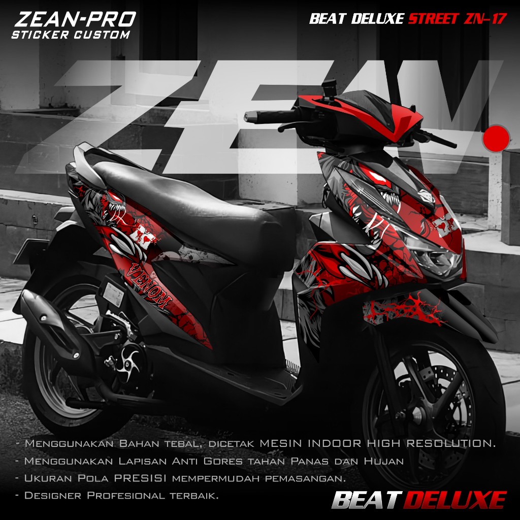 (PROMO COD) TERBARU Decal Sticker Honda Beat DELUXE STREET 2020 2021 2022 2023 2024 Full body - Stik