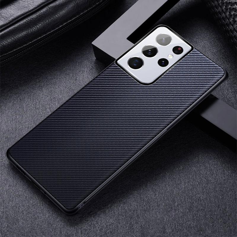 Premium Carbon Fiber Leather Case for Samsung Galaxy S21 Ultra / S22 Ultra - Hitam, S21 Ultra
