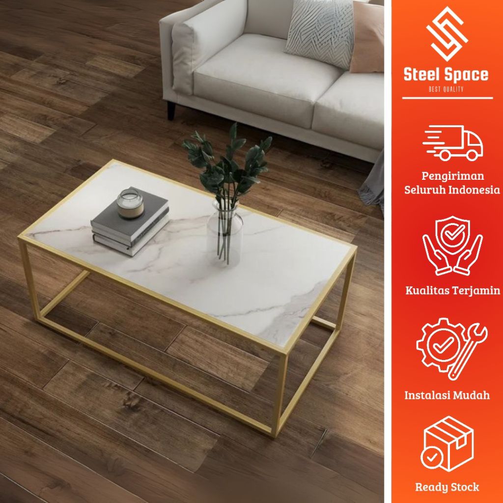 meja tamu minimalis / meja kopi / meja tamu palis HPL motif marmer