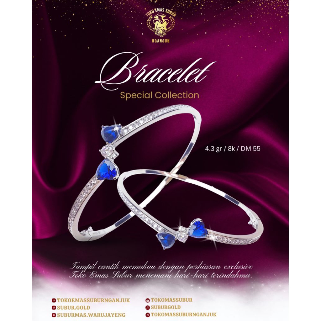 gelang oval permata biru 8k