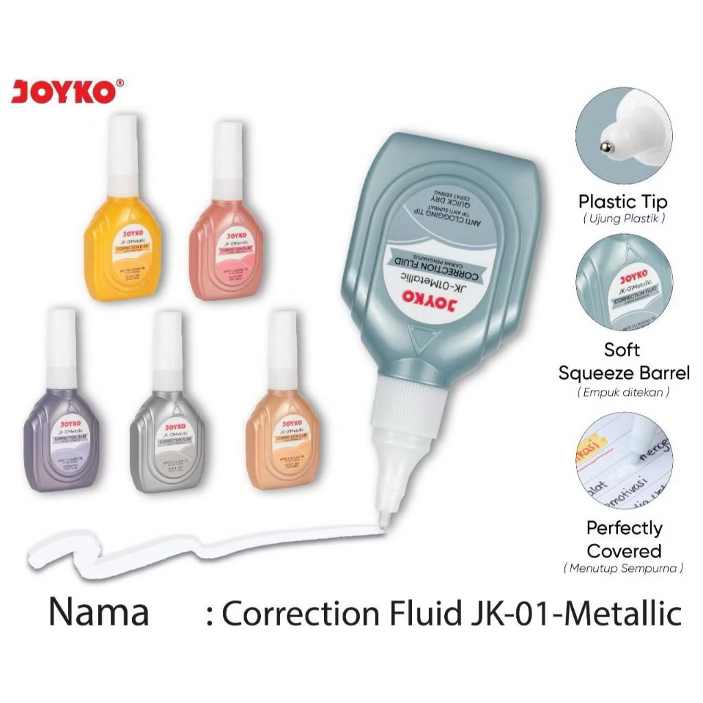 

Metallic JK-01 NEW Correction Fluid / Tip Ex Metallic Joyko ECER