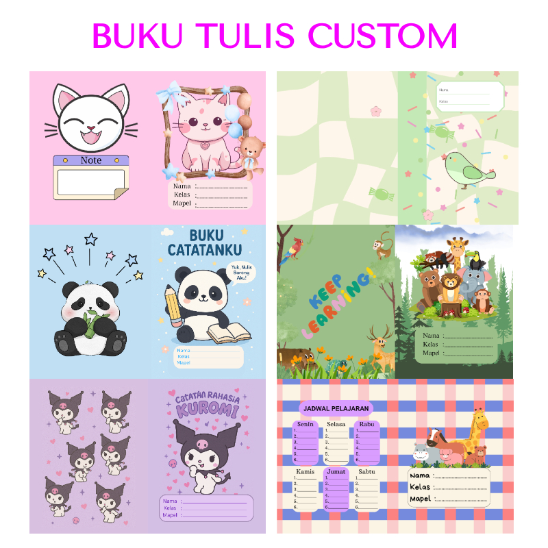 

KH - Buku Tulis 1 Pack Isi 10 Buku Bisa Di Custom | Buku Tulis Sekolah Karakter Kartun Lucu