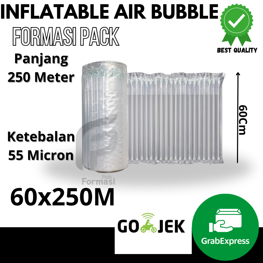 

INFLATABLE AIR BUBBLE 60CM X 250M Cushion Wrap Fo-Air / Bubble Wrap Angin Tebal Roll / Poly Air Bubble