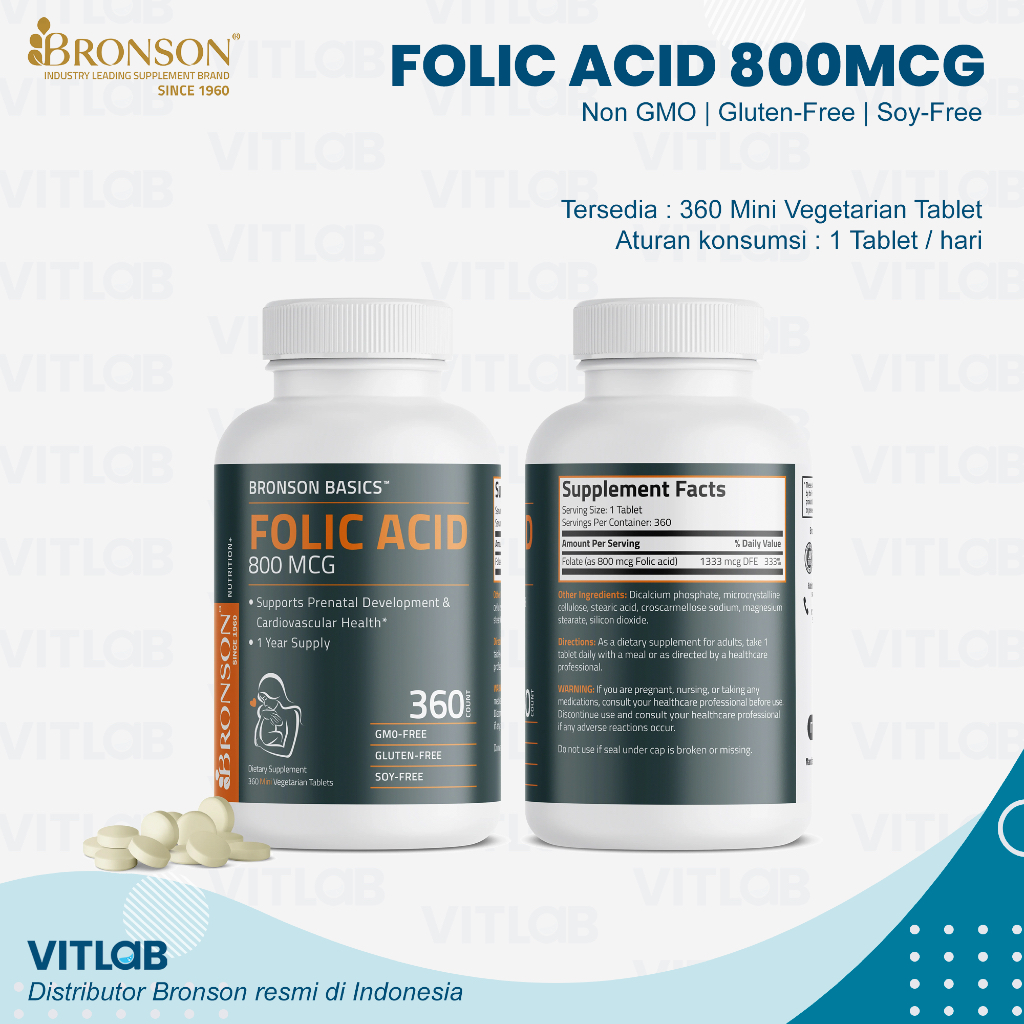 BRONSON Folic Acid 800 MCG BASICS