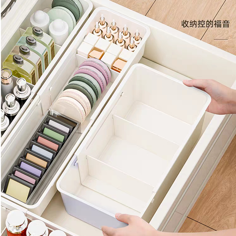 Kotak Organizer Sekat Laci Pakaian Fleksibel Tempat Bumbu Sendok Plastik Putih