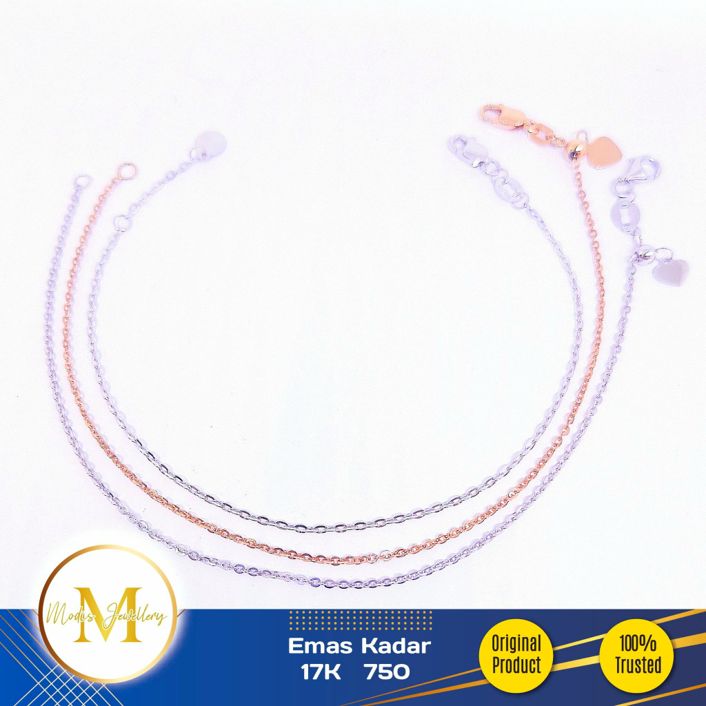 MODIS JEWELLERY - Gelang Serut/Extention Nori Putih Rosegold - Emas 17k  750