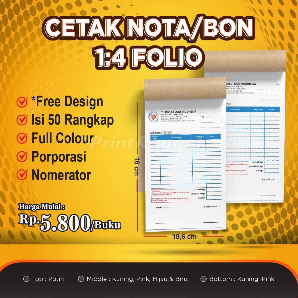 

PRINT CETAK NOTA CUSTOM DESAIN A6 | 1/4 FOLIO