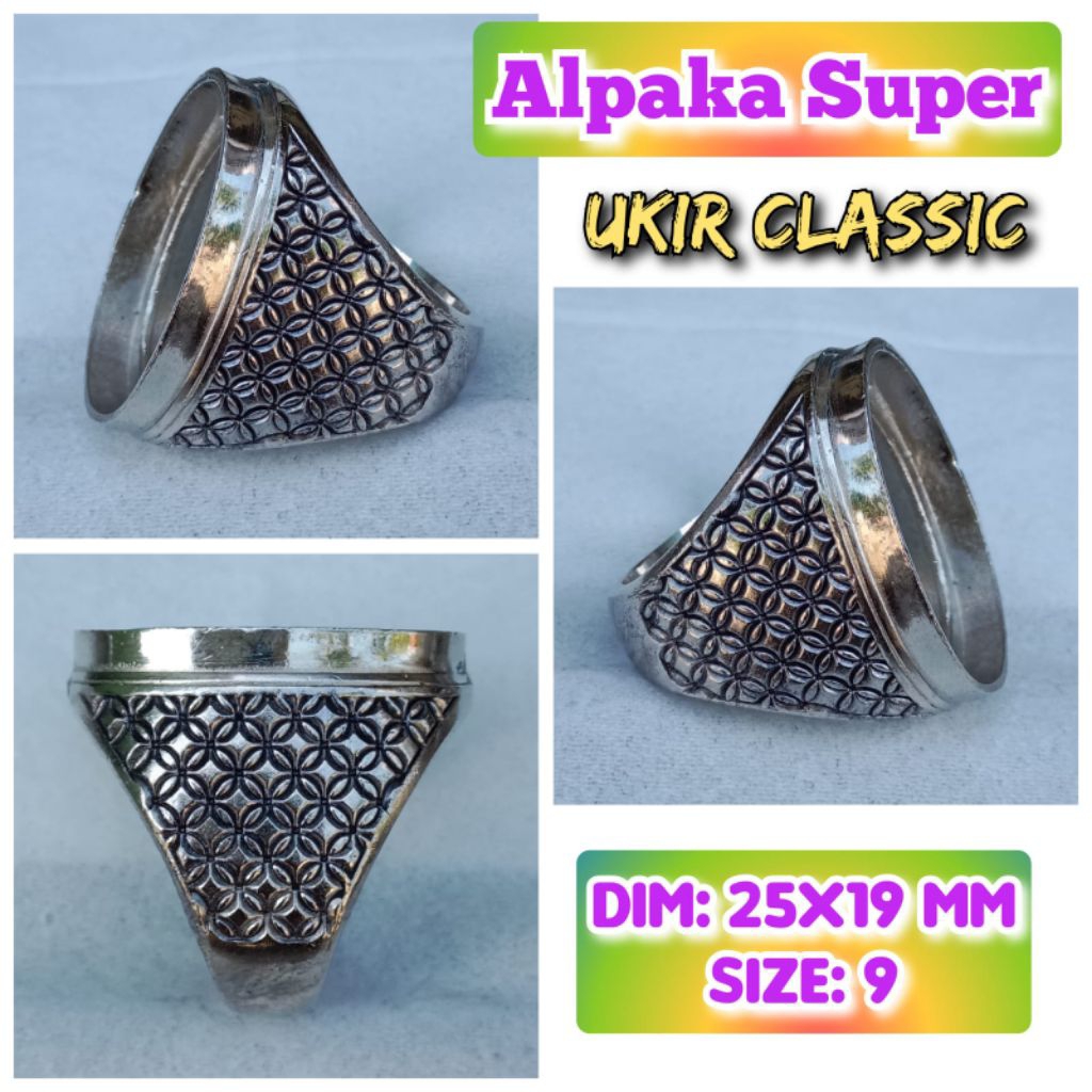 cincin emban batu akik batu permata alpaka super ukir Bali.43