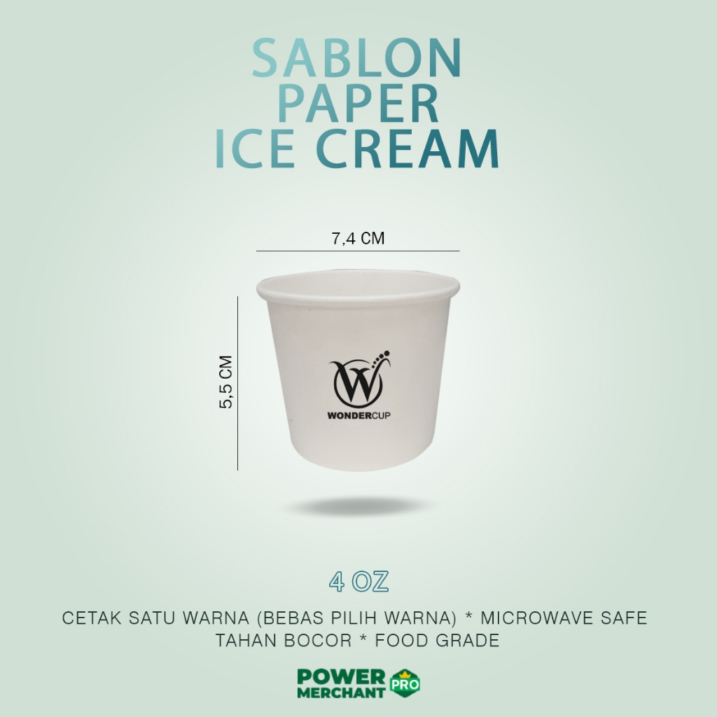 WONDERCUP || SABLON PAPER CUP ICE CREAM 2 OZ / 4 OZ / 5 OZ / 6 OZ / 8,5 OZ / 10 OZ / 12 OZ / 20 OZ -