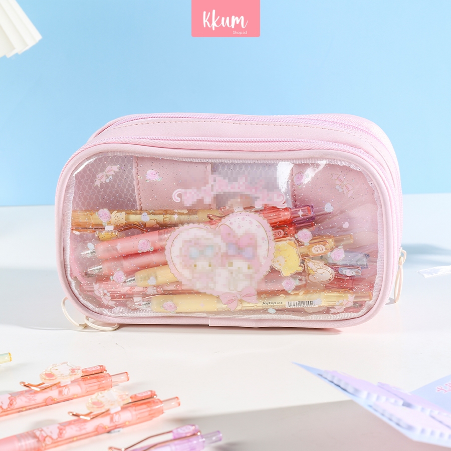 

Tempat Pencil 3 Layer Transparan / Pencil Case karakter Cute