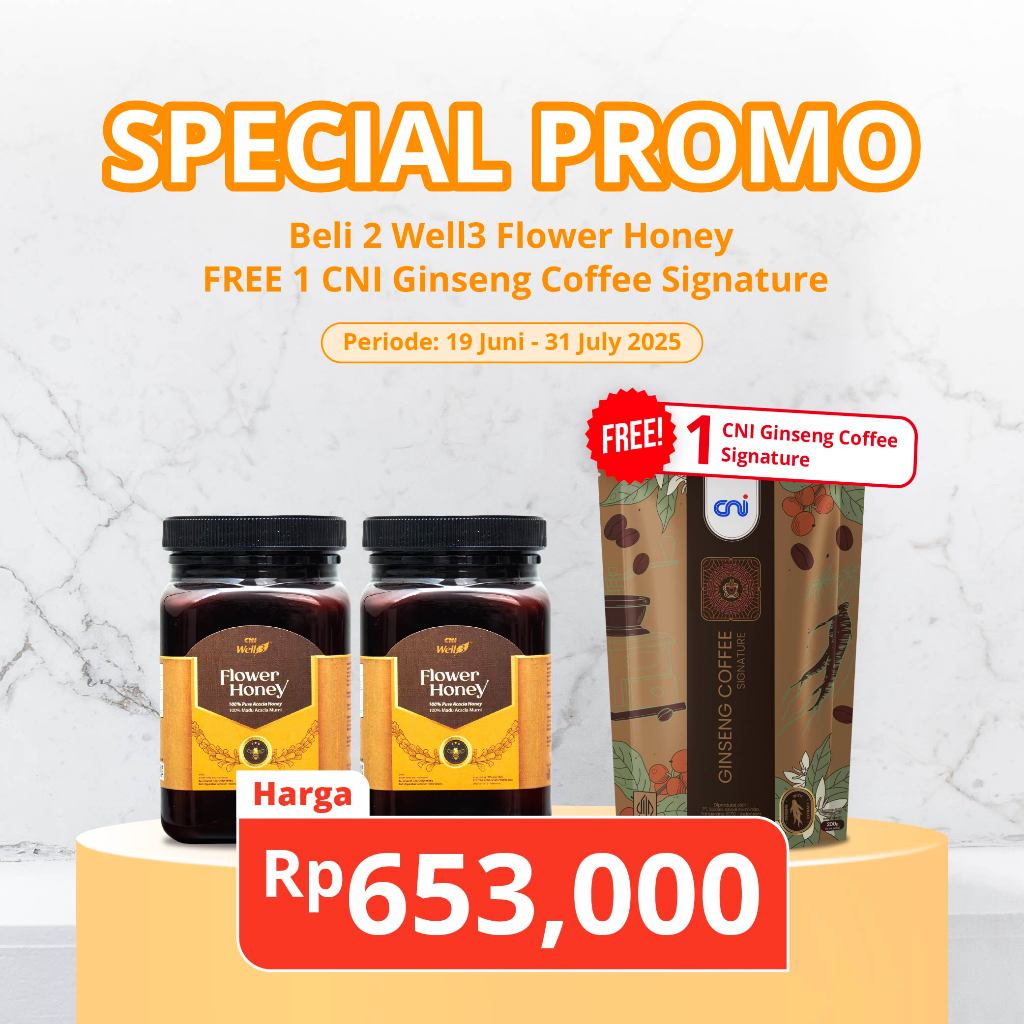 

Beli 2 Well3 Flower Honey FREE 1 CNI Ginseng Coffee Signature