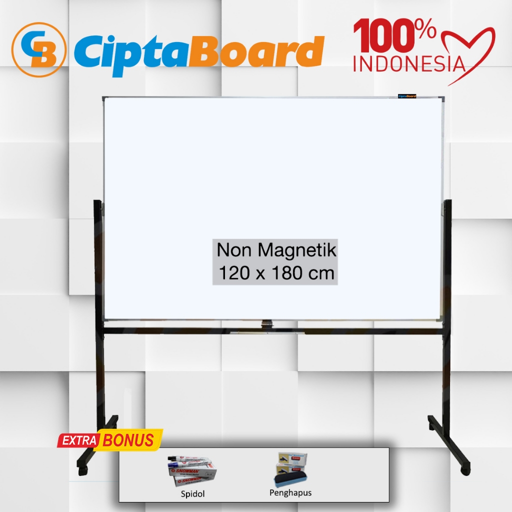 

Papan tulis / Whiteboard / Papan board / Whiteboard Stand Singleface Non Magnet 120 x 180 cm