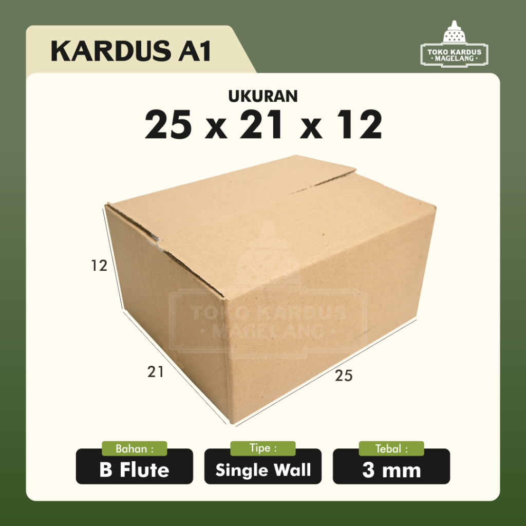 

Kardus / Box / Karton / Packing / Packaging / Kotak / Dus RSC / A1 – 25 x 21 x 12 B-Flute
