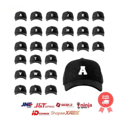 Topi Baseball cap Abjad Huruf Teks Alphabet A B C D E F G H I J K L M N O P Q R S T U V W X Y Z BINT