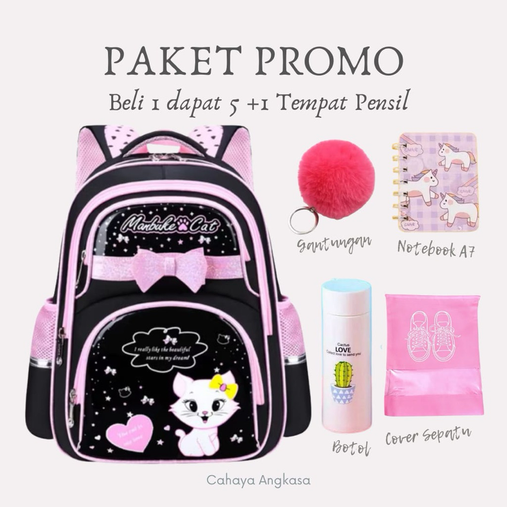 TAS RANSEL CAT - TAS SEKOLAH CEWEK - TAS TK SD - TAS KARAKTER MANBUKE - CAT TMC