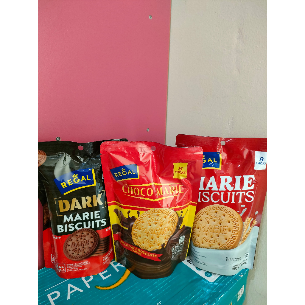 

REGAL MARIE BISCUITS /REGAL CHOCO MARIE ISI 8 PACKS KEMASAN POUCH