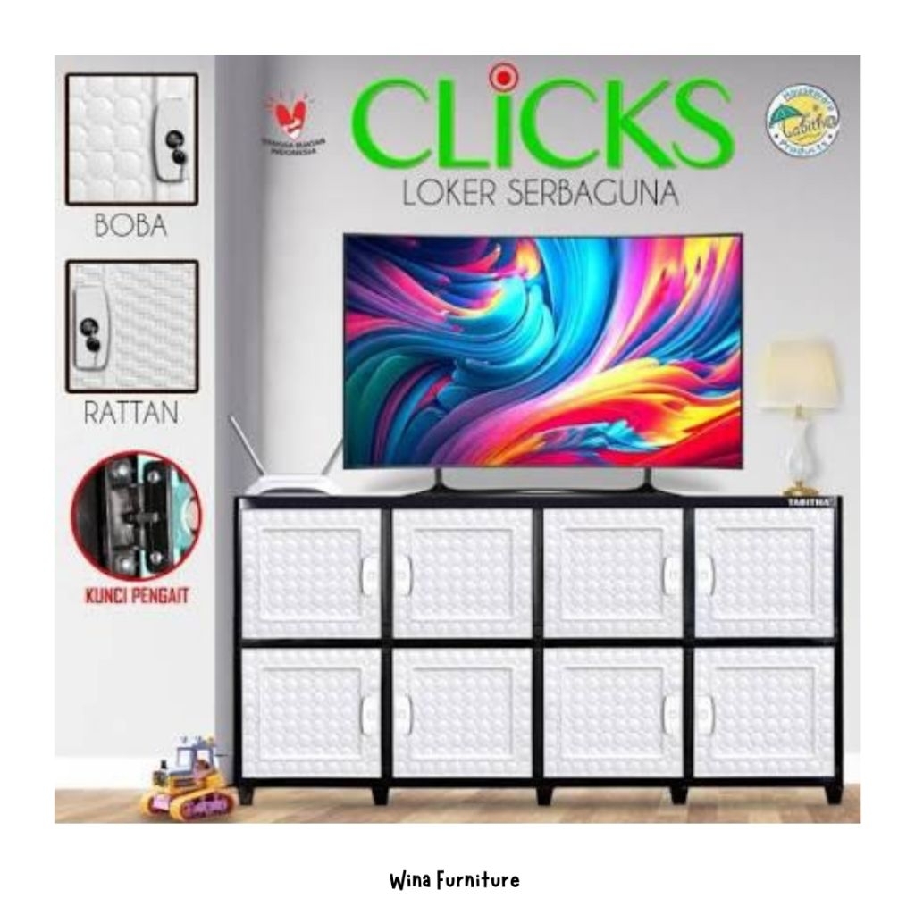 TABITHA LEMARI SERBAGUNA 2 SUSUN, TABITHA LEMARI PLASTIK, TABITHA 8 PINTU