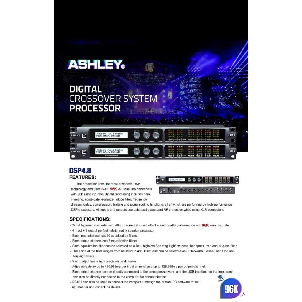 ashley dsp 4.8 management speaker 4 in 8 out model terbaru
