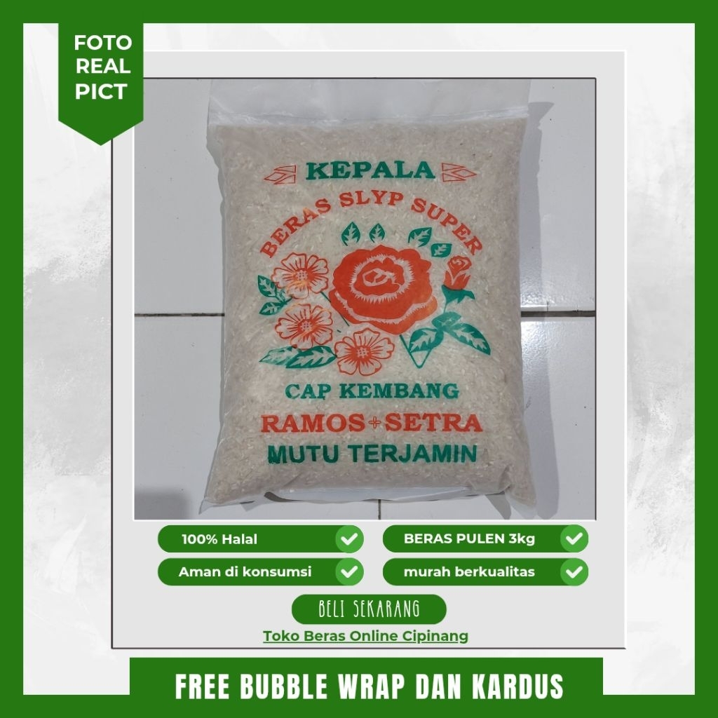 

beras pulen cap kembang ramos setra 3kg