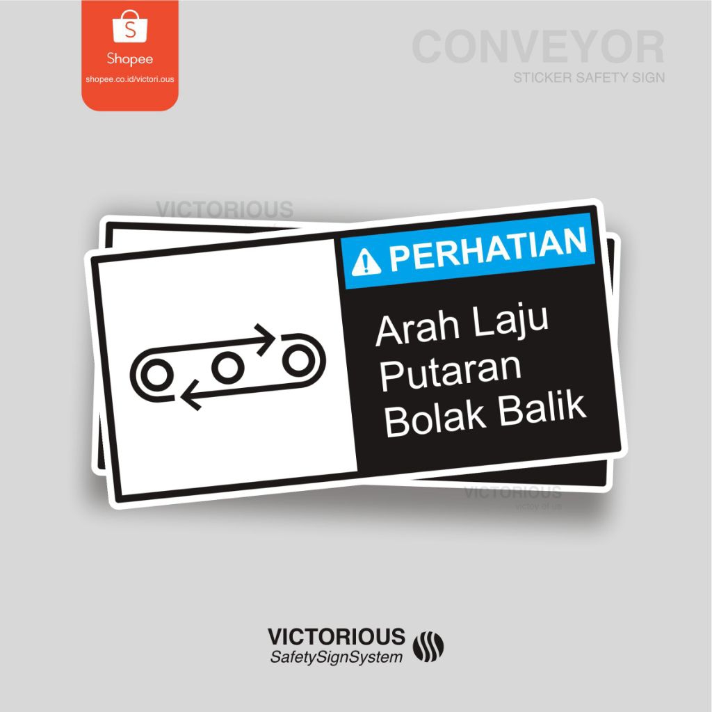 

Sticker Safety Sign K3 Perhatian Conveyor Belt Arah Laju Putaran Bolak Balik