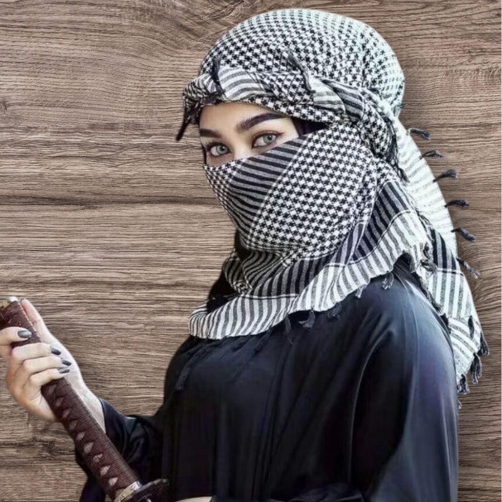 Sorban Wanita Arab Kasmiri Hitam Putih Haji Habib palestina Yaman EL MOZLEM Anak Laki-Laki