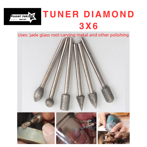 Mata Tuner Diamond 3x6mm Mata Die Grinder Diamond Cuner Burs Diamond Grinding Gerinda Mini Bit Bor B
