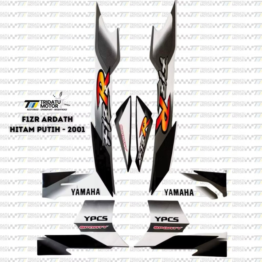 STRIPING YAMAHA FIZR MERAH PUTIH HITAM PUTIH 2001 2002 STICKER LIS LIST DECAL FIZR F1ZR FISR F1SR FO