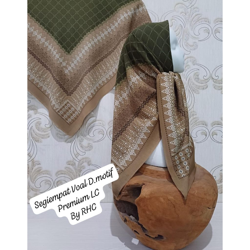 Segiempat voal motif premium/jilbab motif voal/Hijab segiempat motif terbaru
