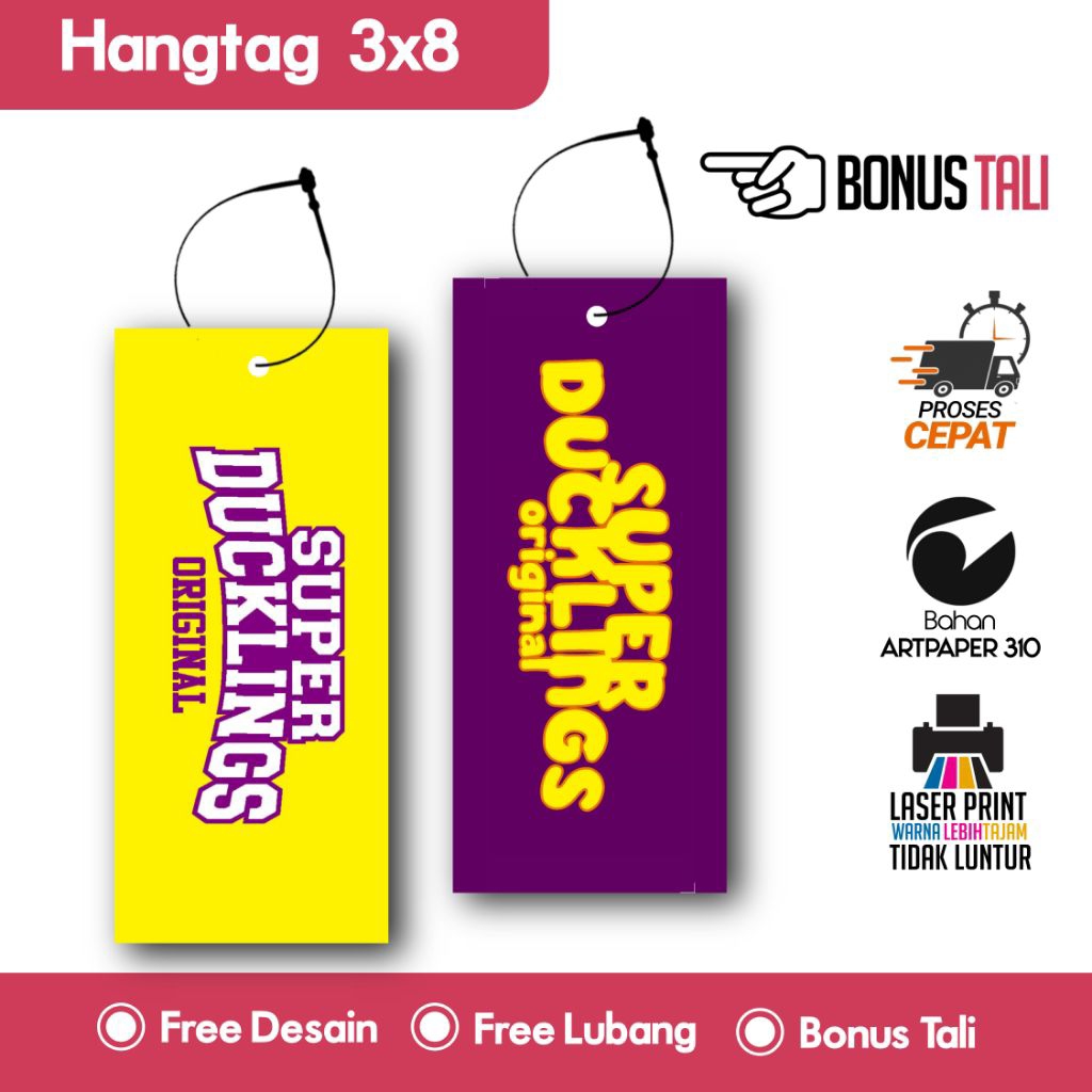 

Hang Tag Baju (FREE DESIGN) - Label Baju - Cetak Hangtag Baju - Label - Hangtag 3x8