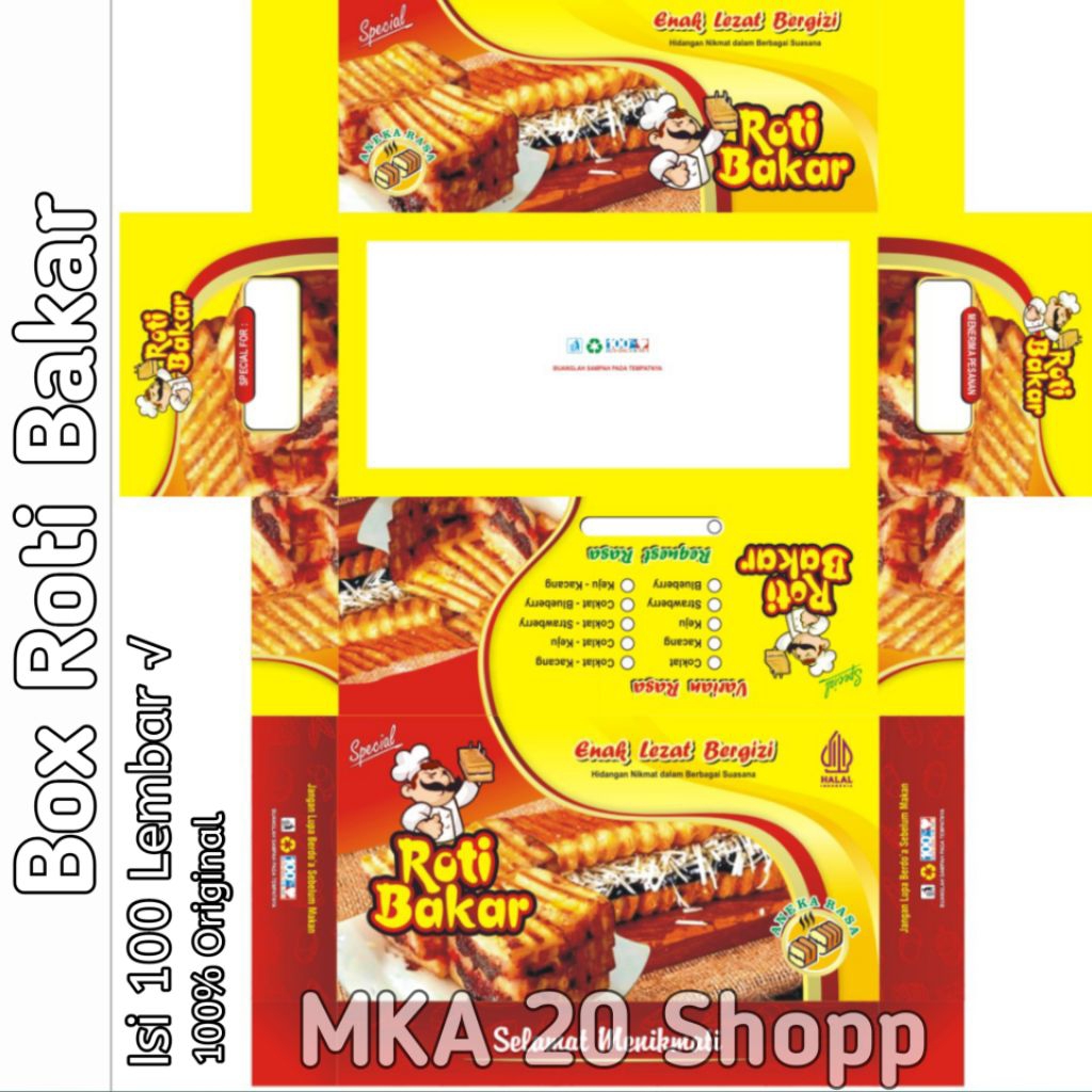 KEMASAN ROTI BAKAR MOTIF UKURAN 20×9×7,5 CM ISI 100 PCS / BOX ROTI BAKAR / WADAH ROTI BAKAR / DUS RO