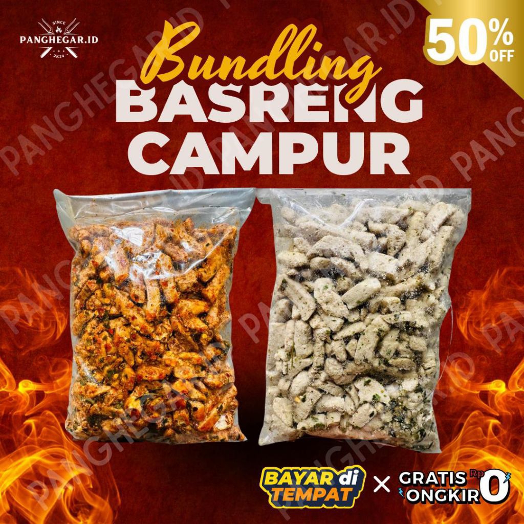 

1KG - BASRENG Campur Daun jeruk (500gr pedas & 500gr original)
