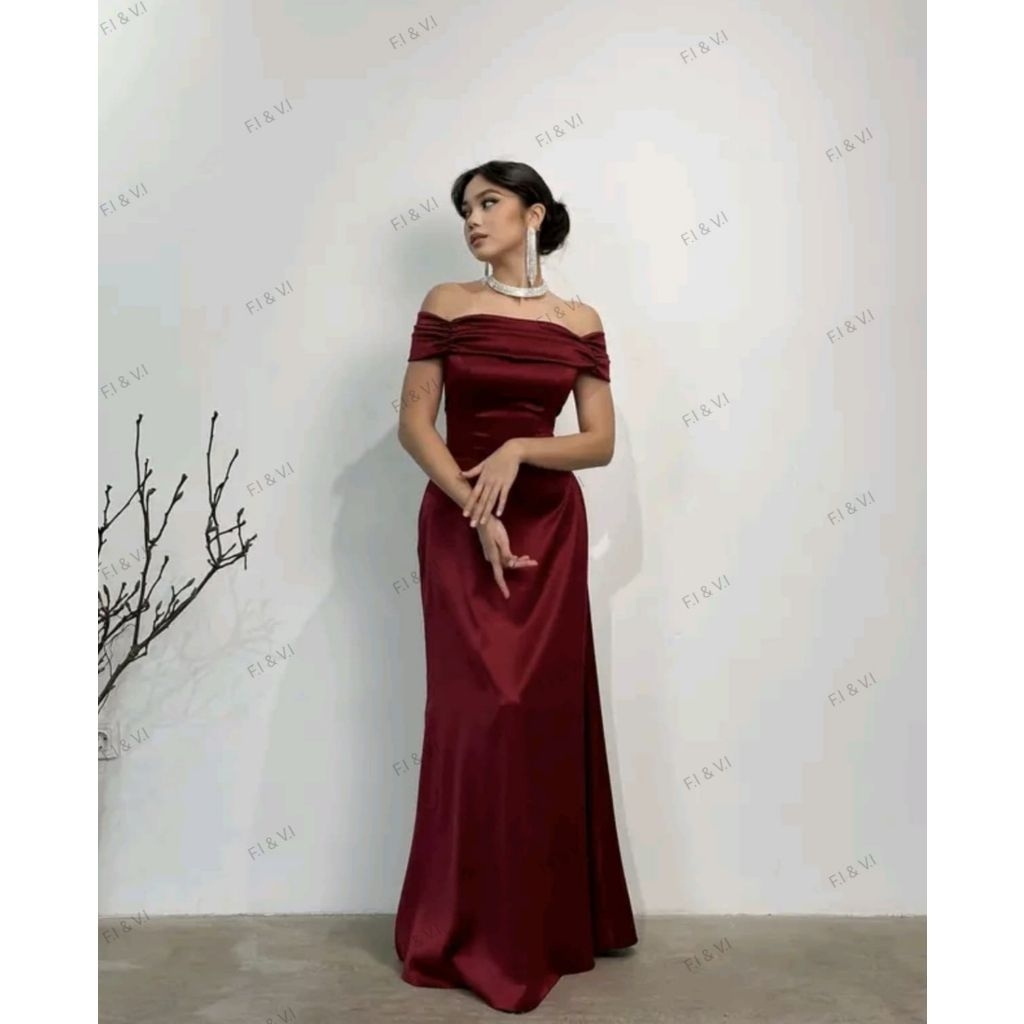 dress pesta // dress NAOMI // Dress satin polos