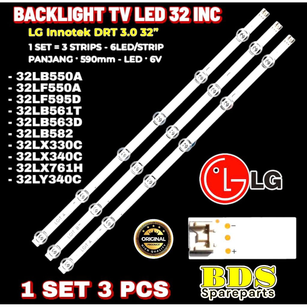 BACKLIGHT TV LG 32 INC 32LB550A 32LF550A 32LF595D 32LB561T 32LB563D 32LB582 32LX330C 32LX340C 32LX76