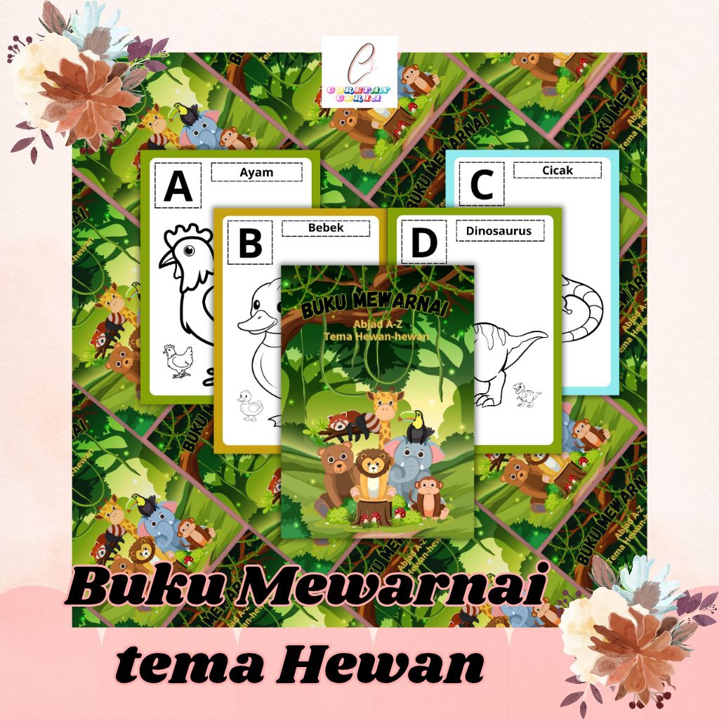 

Buku Mewarnai tema Hewan abjad A-Z ukuran A5