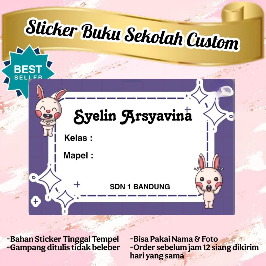 

STIKER LABEL BUKU ANAK MOTIF KELINCI KARTUN