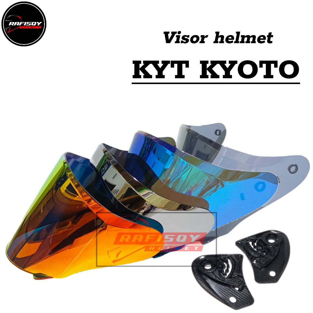 Flat visor helmet KYT KYOTO - kaca helm kyt kyoto warna hitam bening iridium blue silver red gold