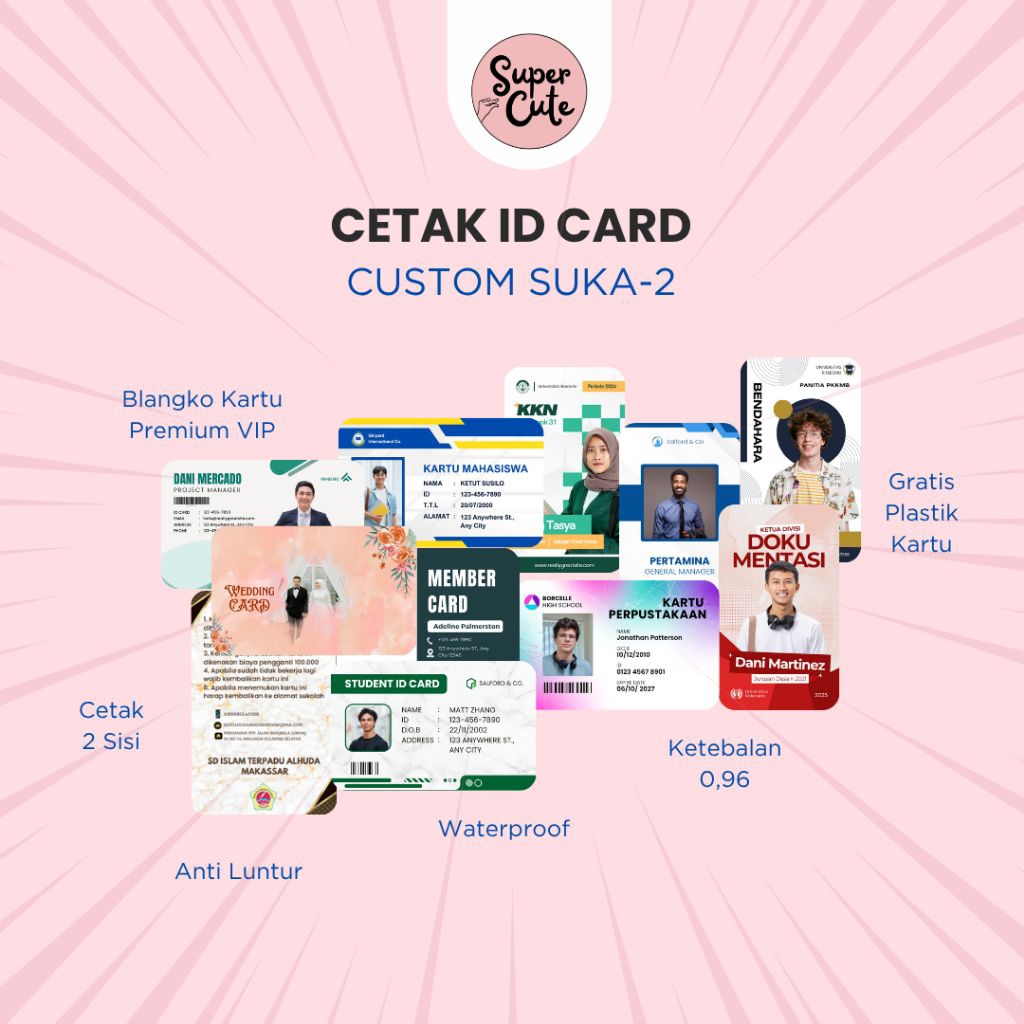 

SuperCute CETAK PHOTO CARD PREMIUM ANTI LUNTUR DAN TEBAL 0.96 2 SISI | 1 SISI