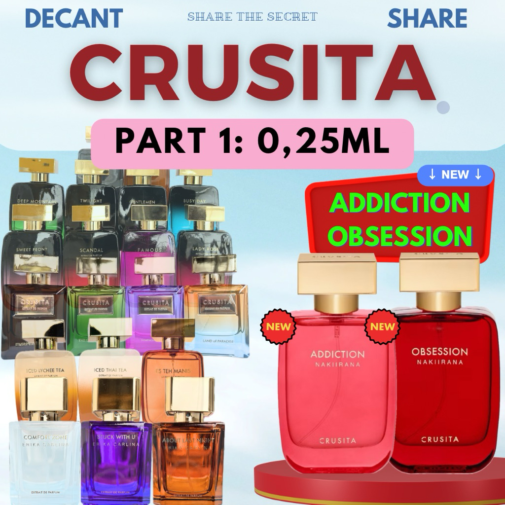 FREE GIFT SHARE DECANT CRUSITA 0,25ml Superstar Your Bae Addiction Obsession Comfort Zone About Last