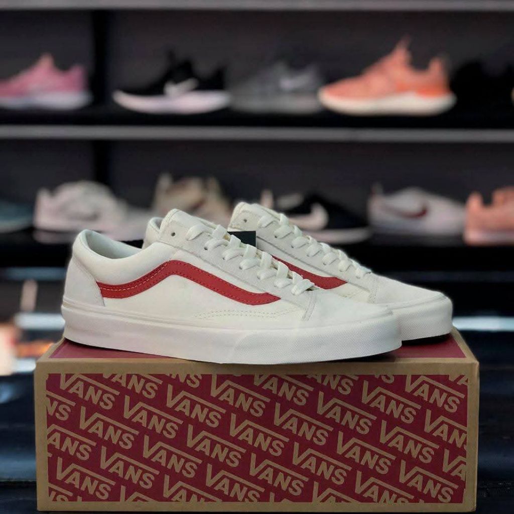 Vans Style 36 Marshmallow Racing Red Sepatu Vans Original Sepatu Sneakers Pria Murah Keren Sneakers 