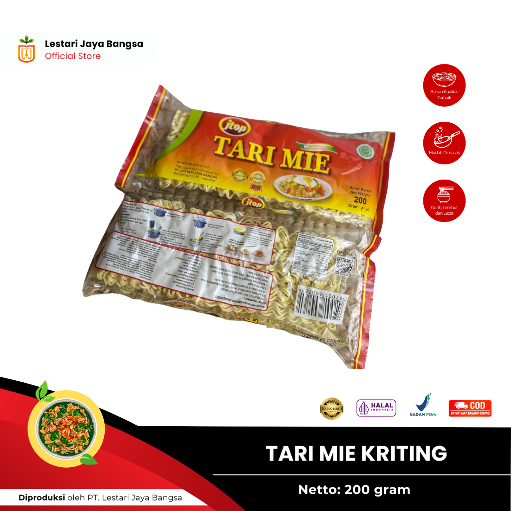 

Mie Kering Keriting Tari Mie 200 Gram | Halal dan BPOM | Bakso Mie Goreng Mie Rebus