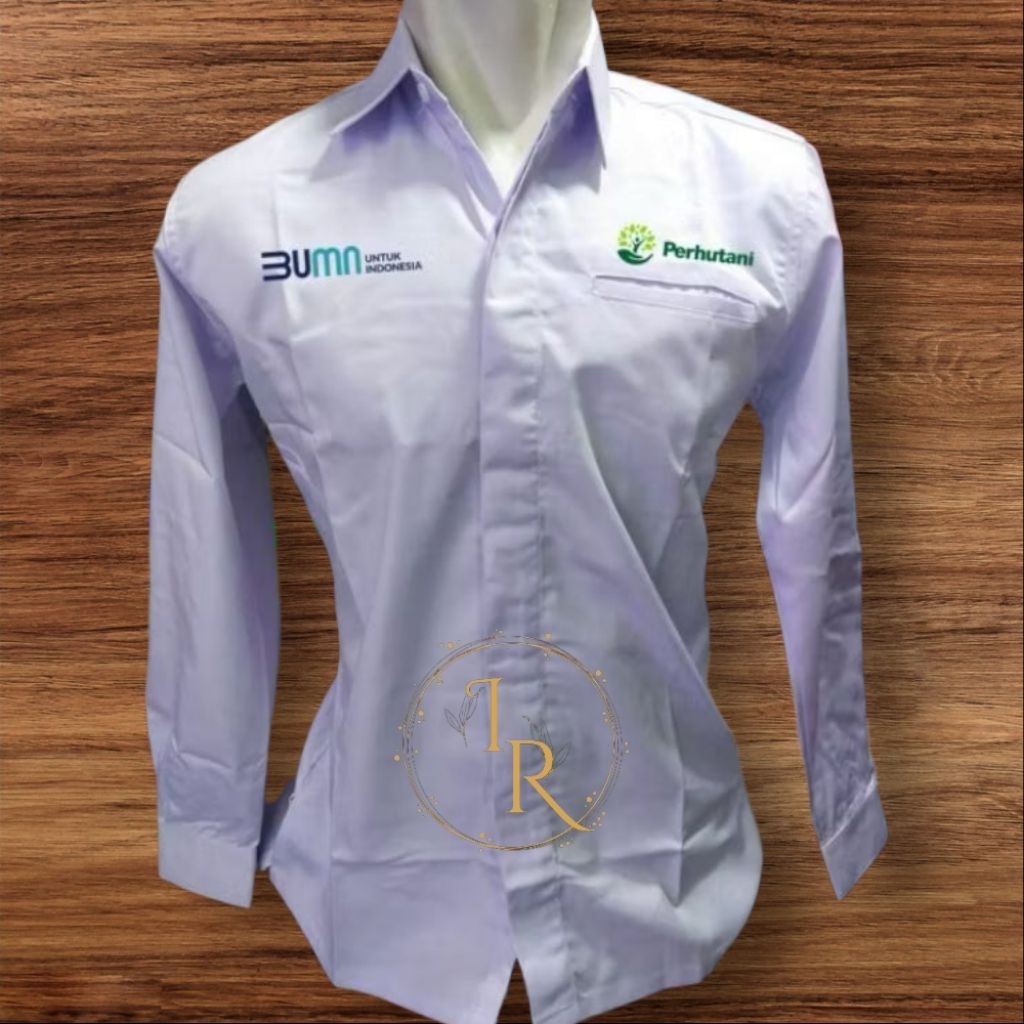 kemeja bumn perhutani seragam bumn perhutani baju bumn perhutani putih lengan panjang