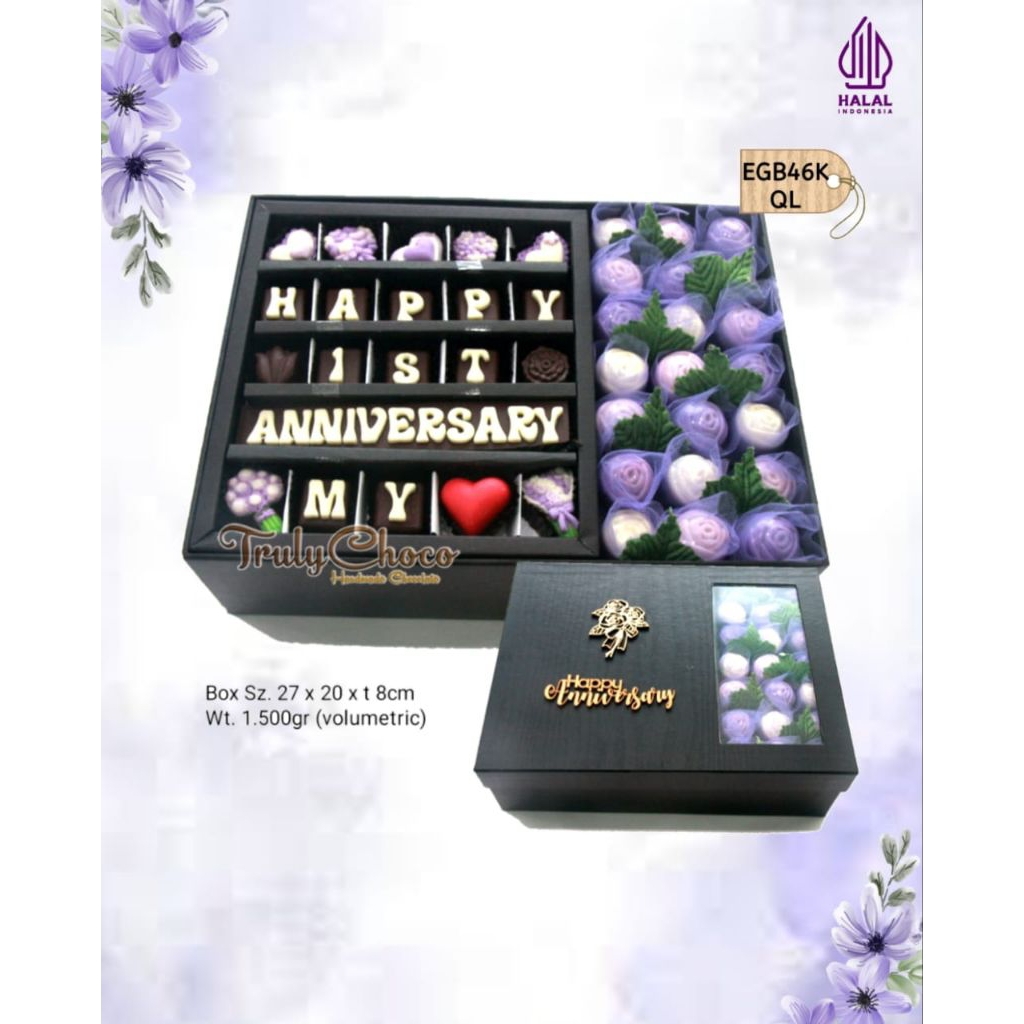 

Kado Hadiah ulang tahun istri anniversary coklat trulychoco nuansa ungu
