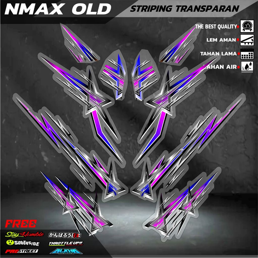 Stiker motor NMAX OLD Striping TRANSPARAN YAMAHA NMAX Bisa reques warna Fariasi STIKER MOTOR