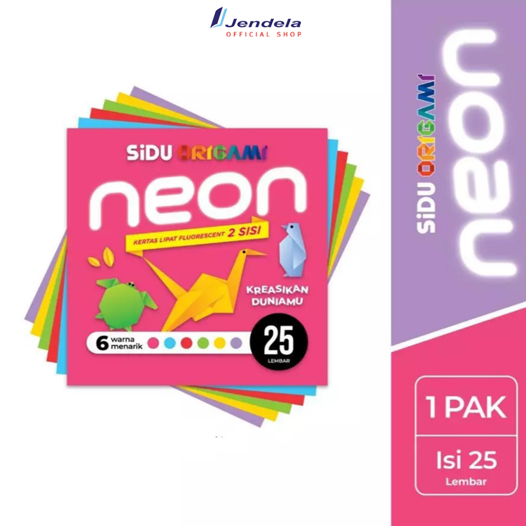 

Bonus Kertas Sidu Origami Neon 12x12 Kertas Lipat Fluorescent Double Side Warna Sama Bolak balik 1 Pack Isi 25 Sheets 25 Lembar ATK