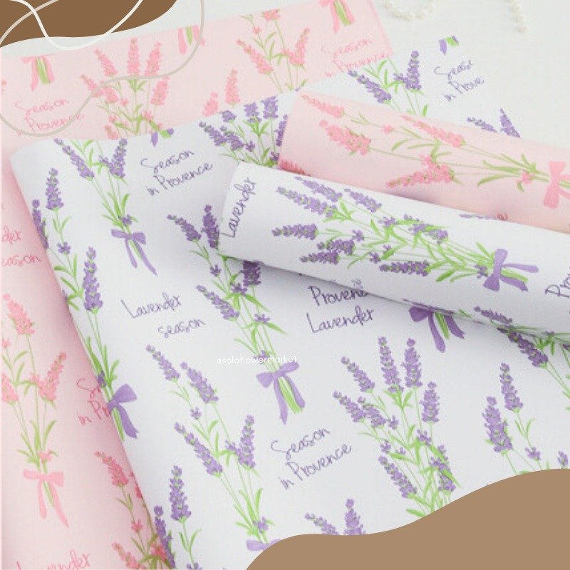 

LAVENDER PATTERN PAPER FLOWER WRAPPING MATTE PAPER TRANSPARENT CELLOPHANE KERTAS BUNGKUS BUNGA HAND BOUQUET KOREAN