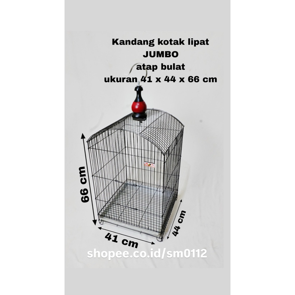 Kandang Burung / Kandang Merpati / Kandang Lipat Kotak Atap Bulat SIZE JUMBO 41x44x66